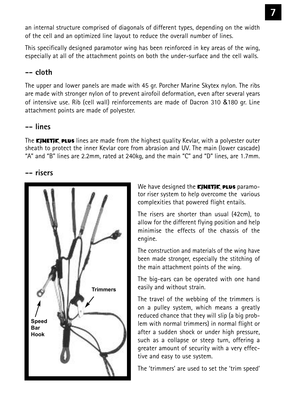 Cloth, Lines, Risers | Windtech kinetik plus User Manual | Page 7 / 26