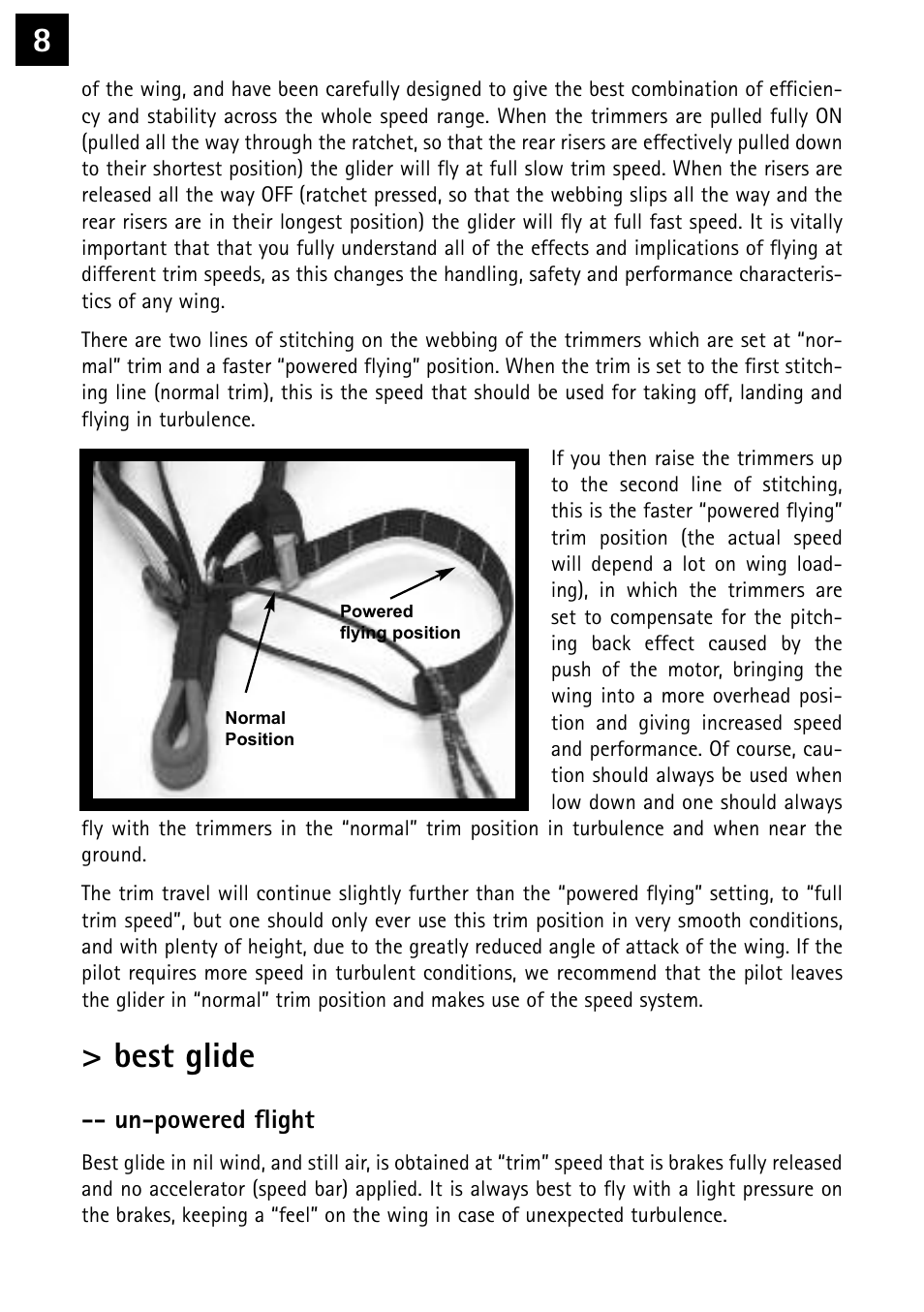 Best glide, Un-powered flight | Windtech kinetik plus User Manual | Page 8 / 26