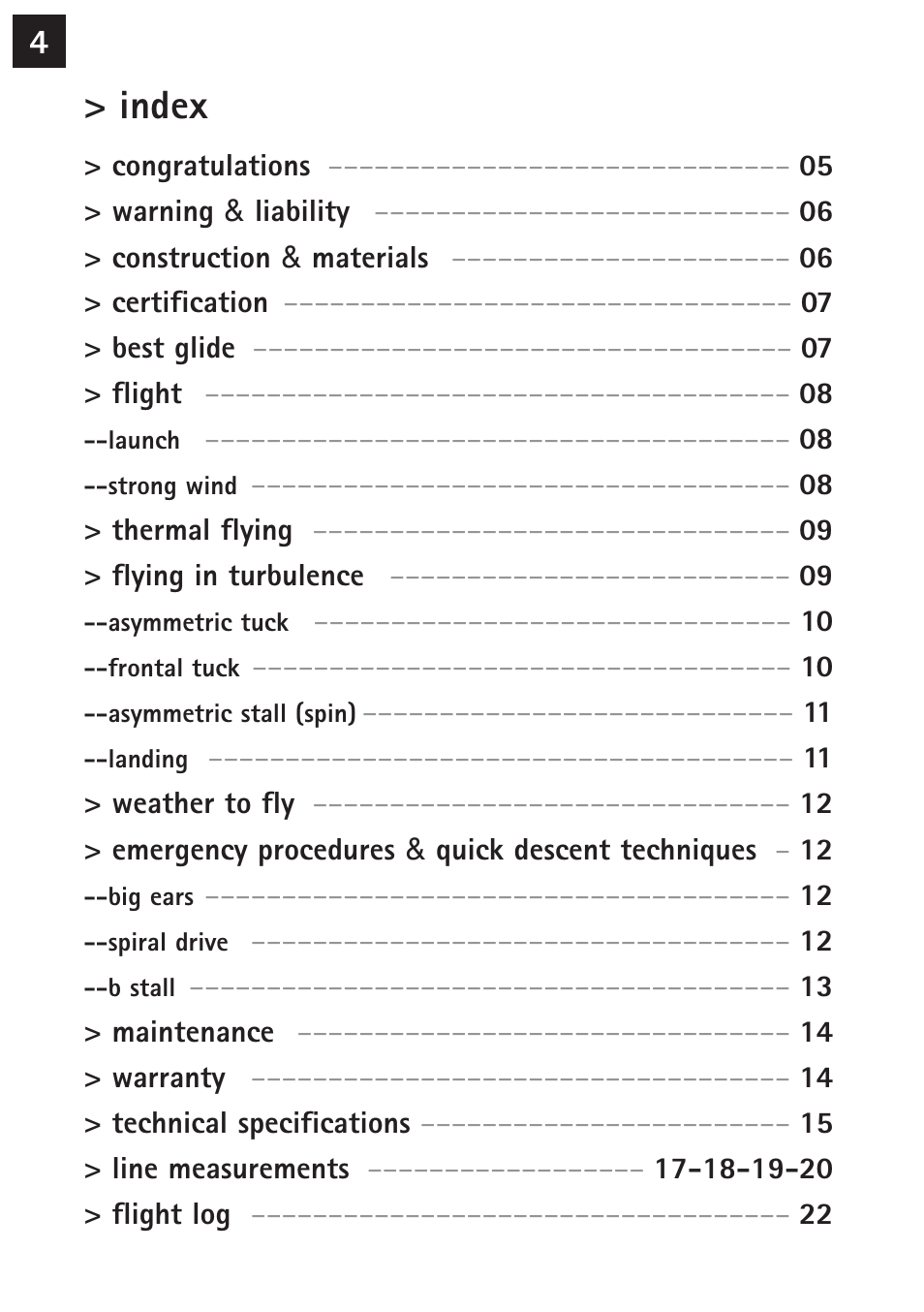 Index | Windtech pulsar User Manual | Page 4 / 24