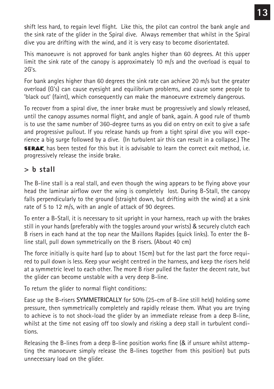 B stall | Windtech serak User Manual | Page 13 / 24