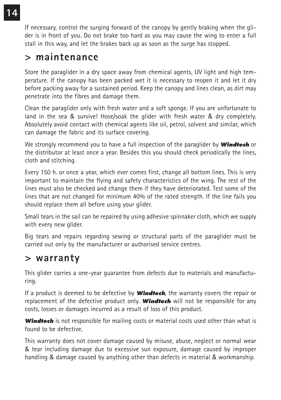 Maintenance, Warranty | Windtech serak User Manual | Page 14 / 24