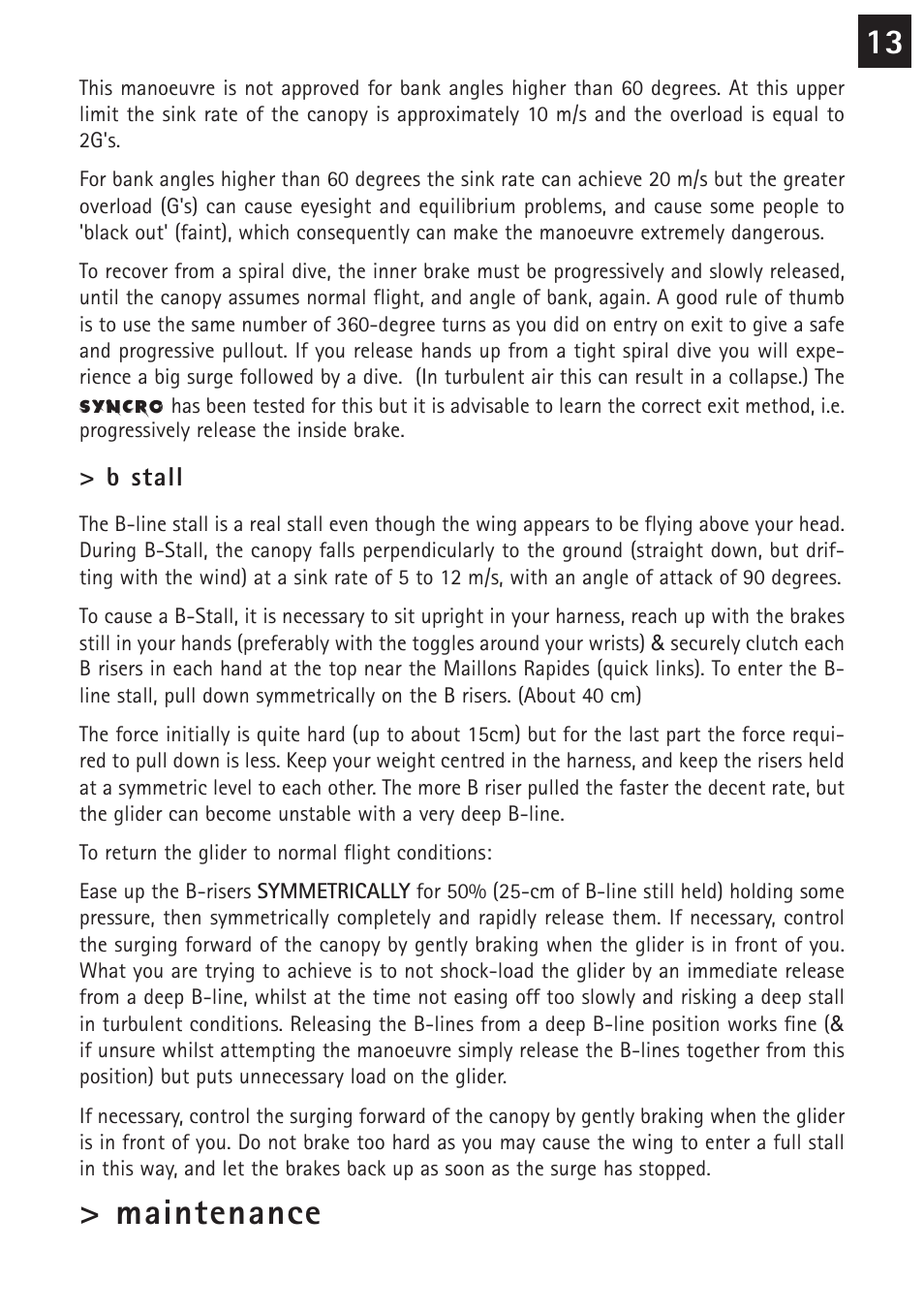 Maintenance | Windtech syncro User Manual | Page 13 / 24