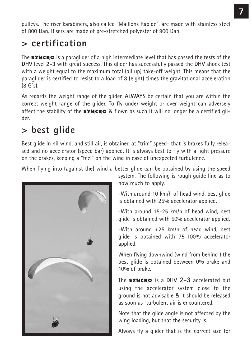 Certification, Best glide | Windtech syncro User Manual | Page 7 / 24