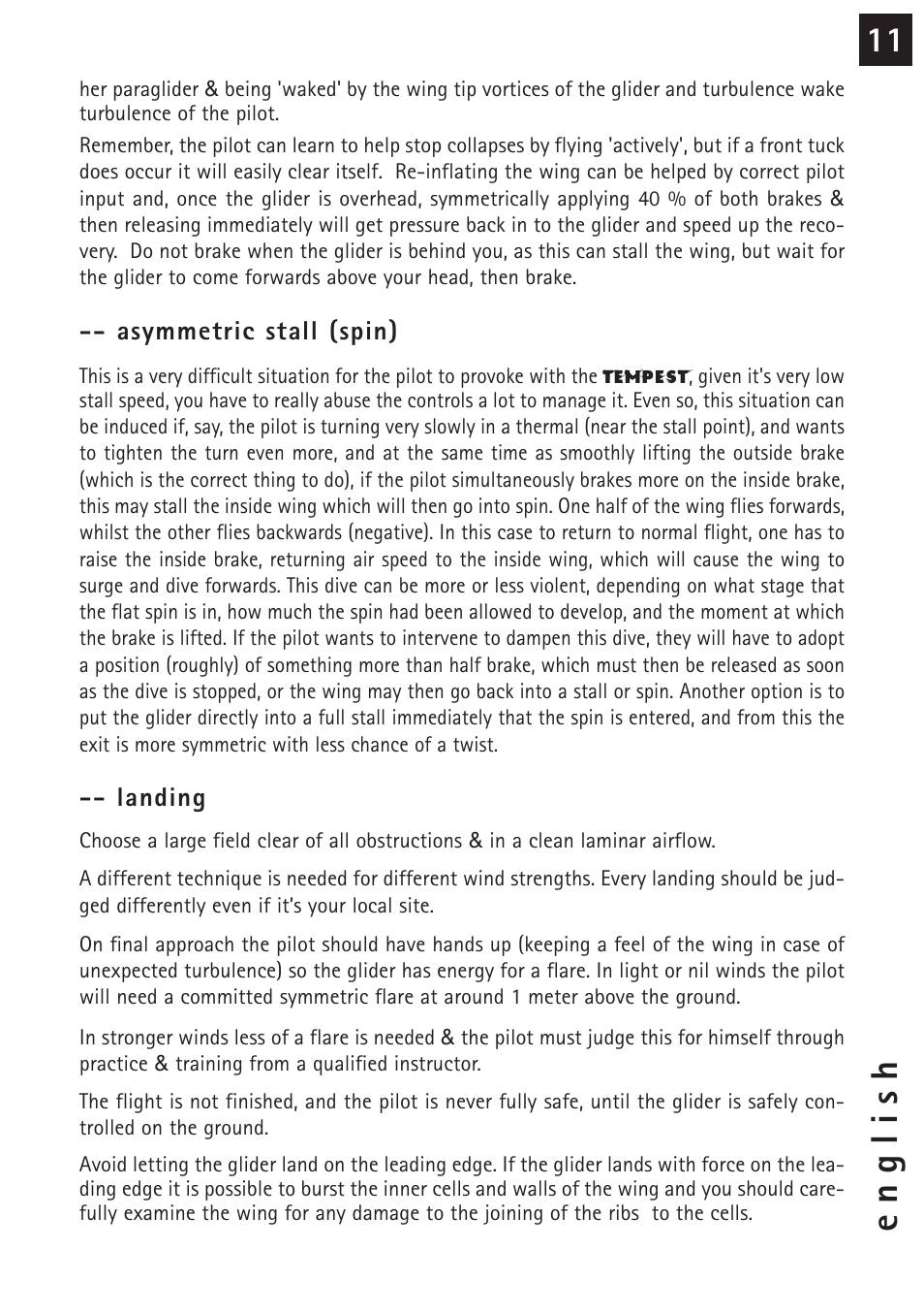 English | Windtech tempest User Manual | Page 11 / 24