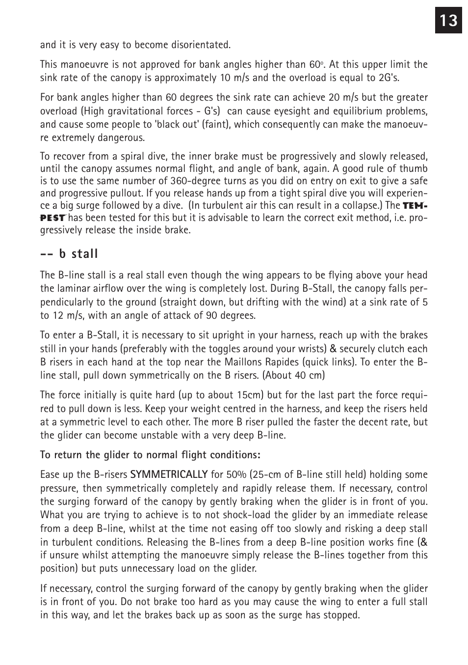 B stall | Windtech tempest User Manual | Page 13 / 24
