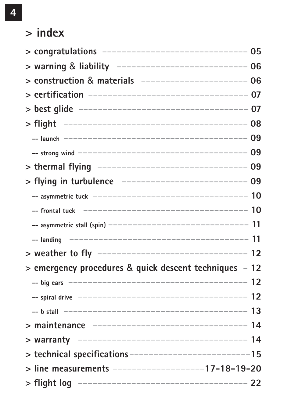 Index | Windtech tempest User Manual | Page 4 / 24