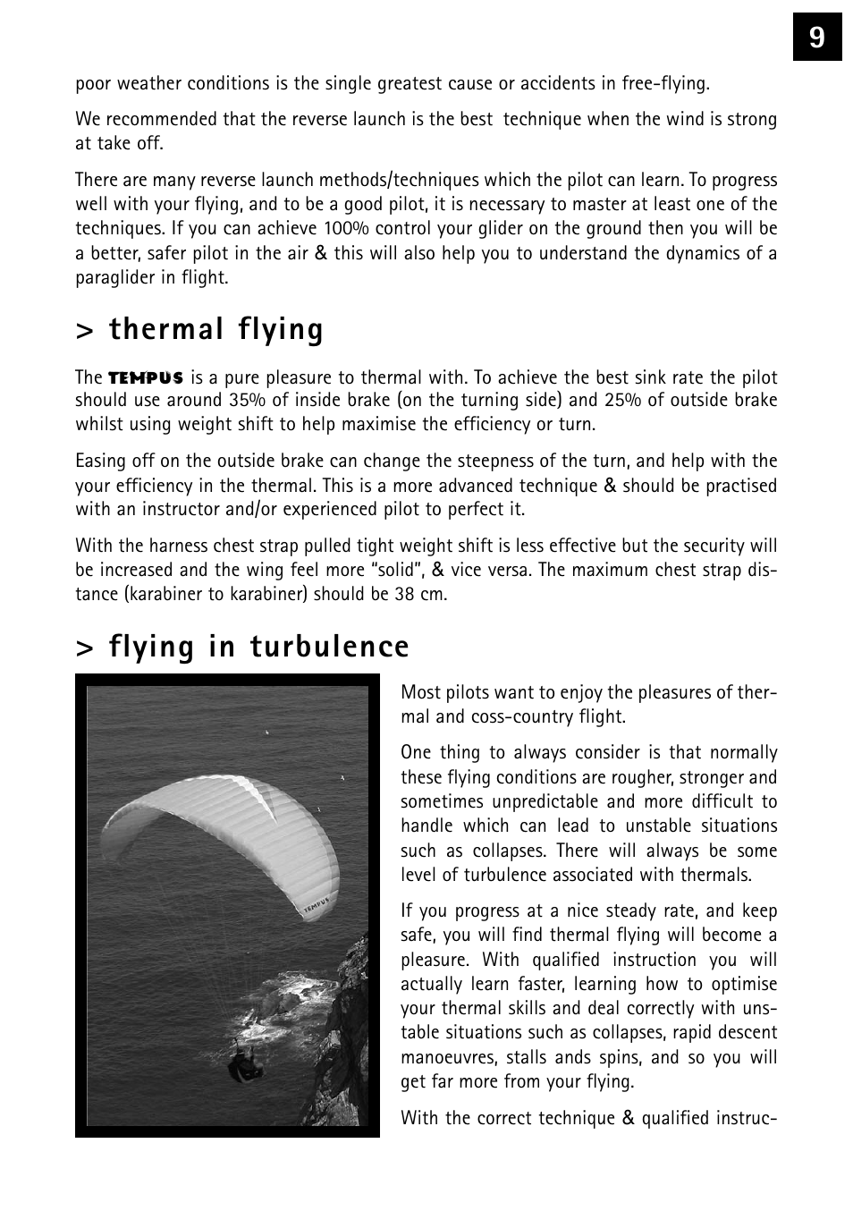 Thermal flying, Flying in turbulence | Windtech tempus User Manual | Page 9 / 24