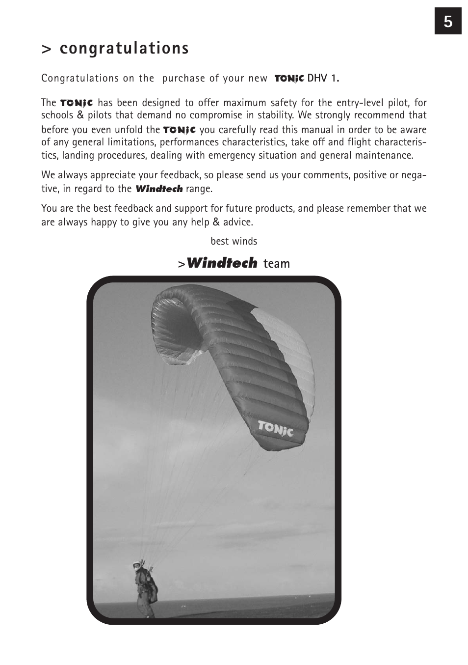 Windtech tonic User Manual | Page 5 / 24