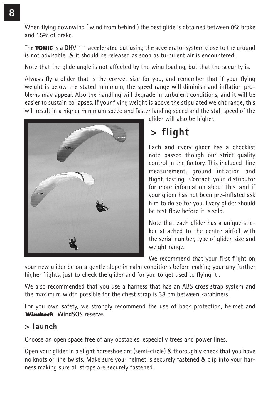 Flight | Windtech tonic User Manual | Page 8 / 24