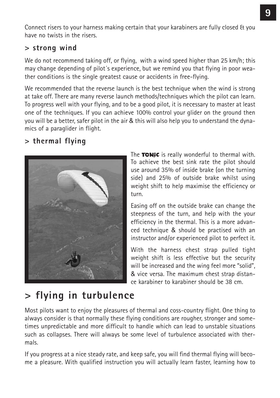Flying in turbulence | Windtech tonic User Manual | Page 9 / 24