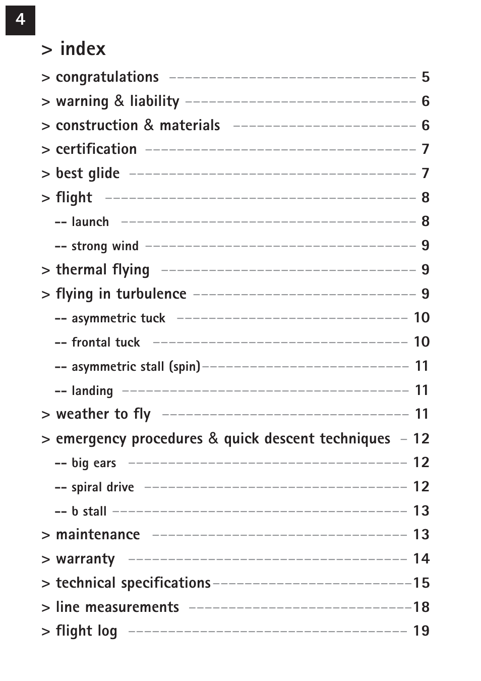 Index | Windtech zephyr User Manual | Page 4 / 20