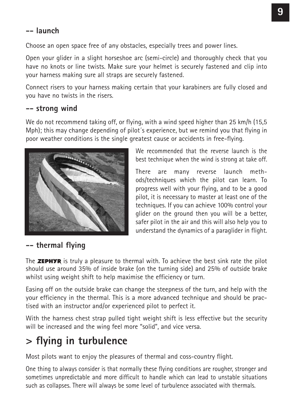 Flying in turbulence | Windtech zephyr User Manual | Page 9 / 20