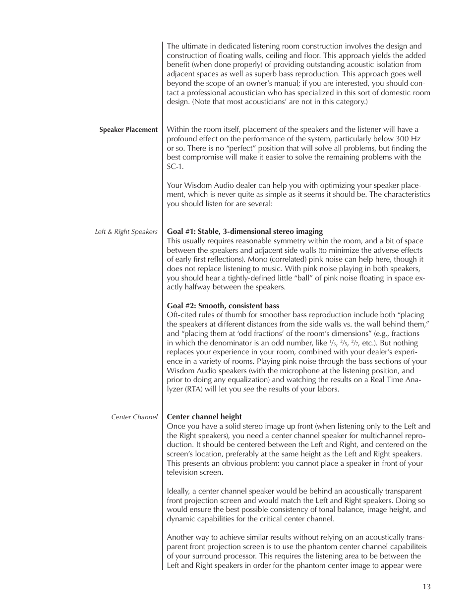 Wisdom Audio Wisdom Series LS3/4 User Manual | Page 13 / 26