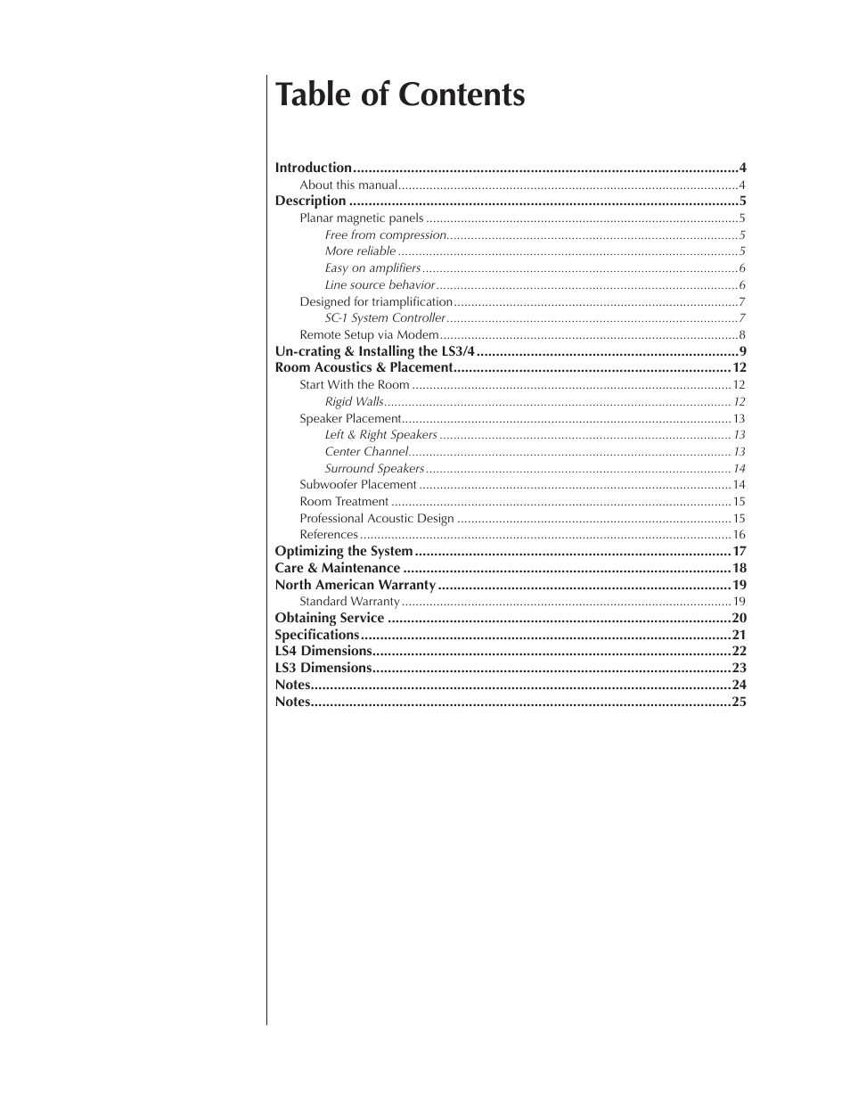 Wisdom Audio Wisdom Series LS3/4 User Manual | Page 2 / 26