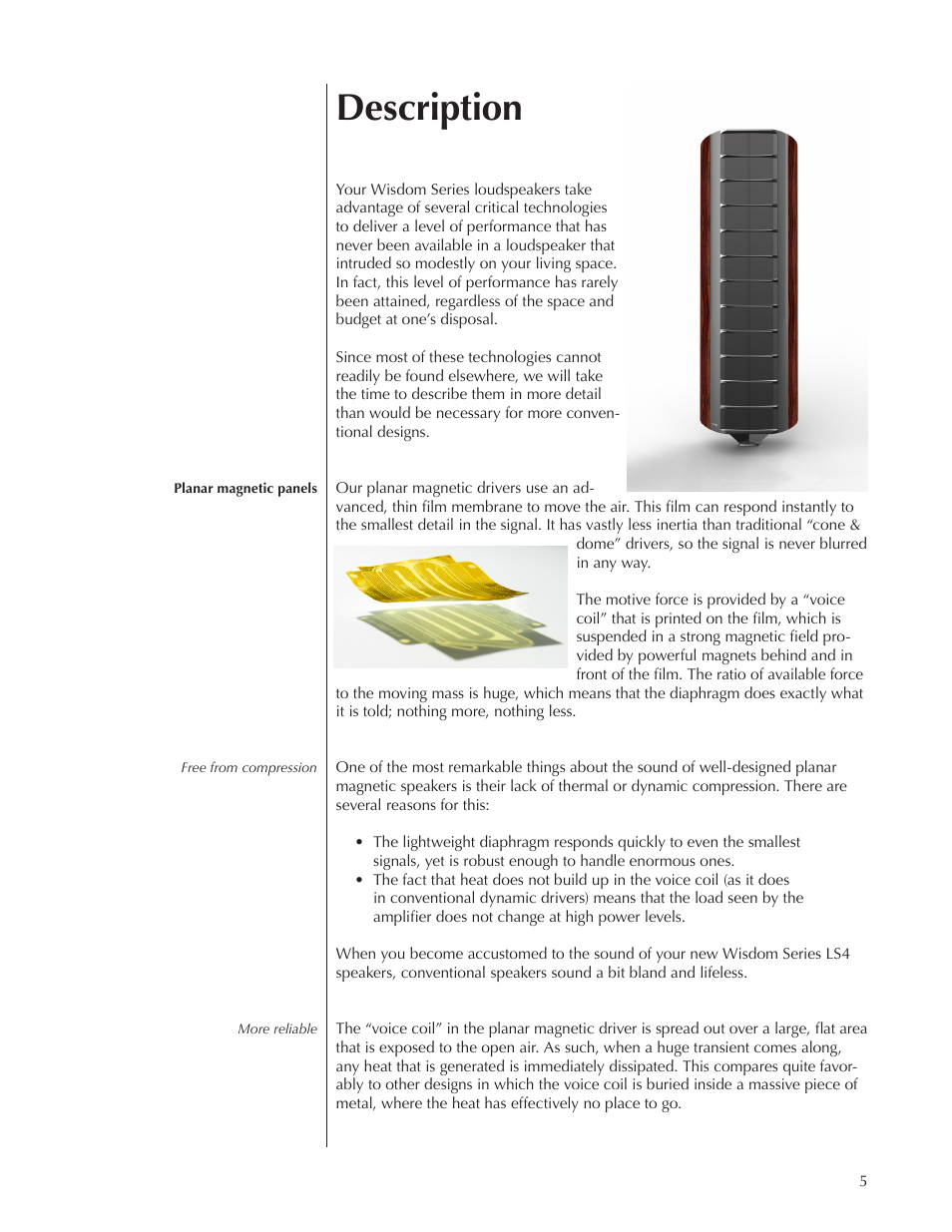Description | Wisdom Audio Wisdom Series LS3/4 User Manual | Page 5 / 26