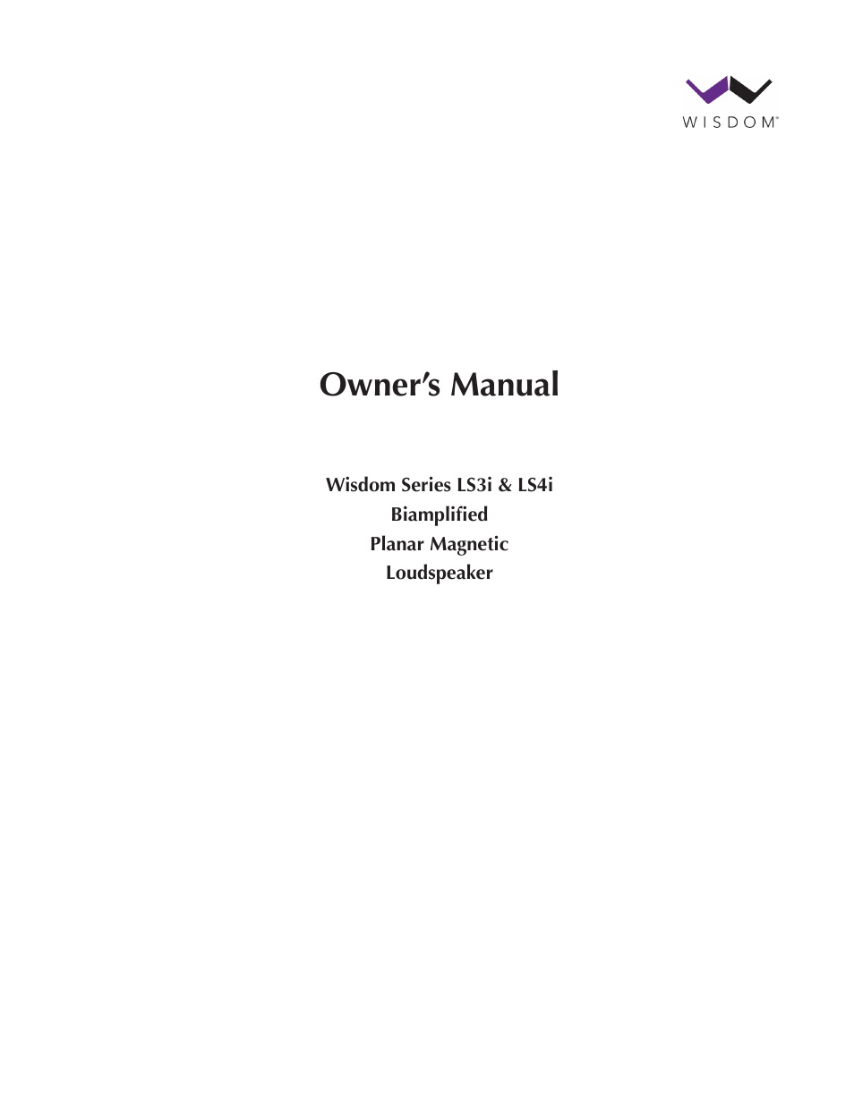 Wisdom Audio Wisdom Series LS3i User Manual | 26 pages