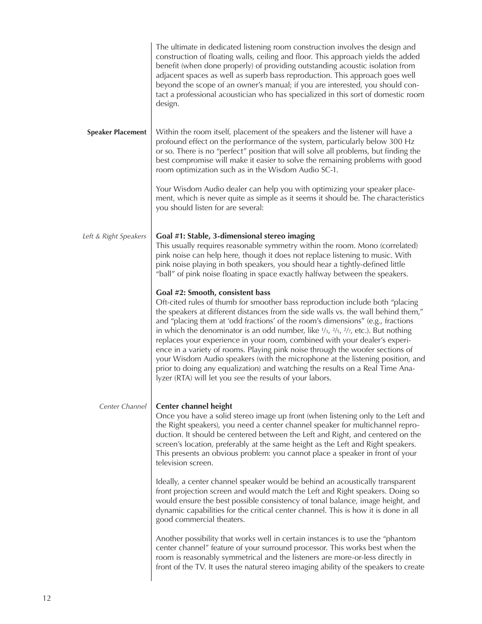 Wisdom Audio Wisdom Series LS3i User Manual | Page 12 / 26