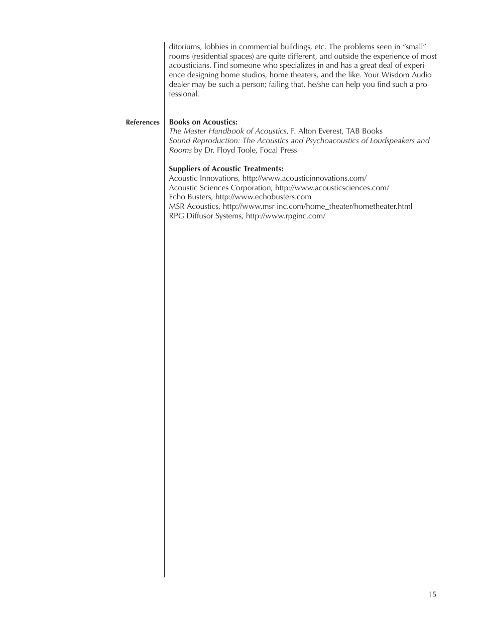 Wisdom Audio Wisdom Series LS3i User Manual | Page 15 / 26