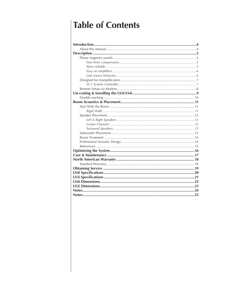 Wisdom Audio Wisdom Series LS3i User Manual | Page 2 / 26