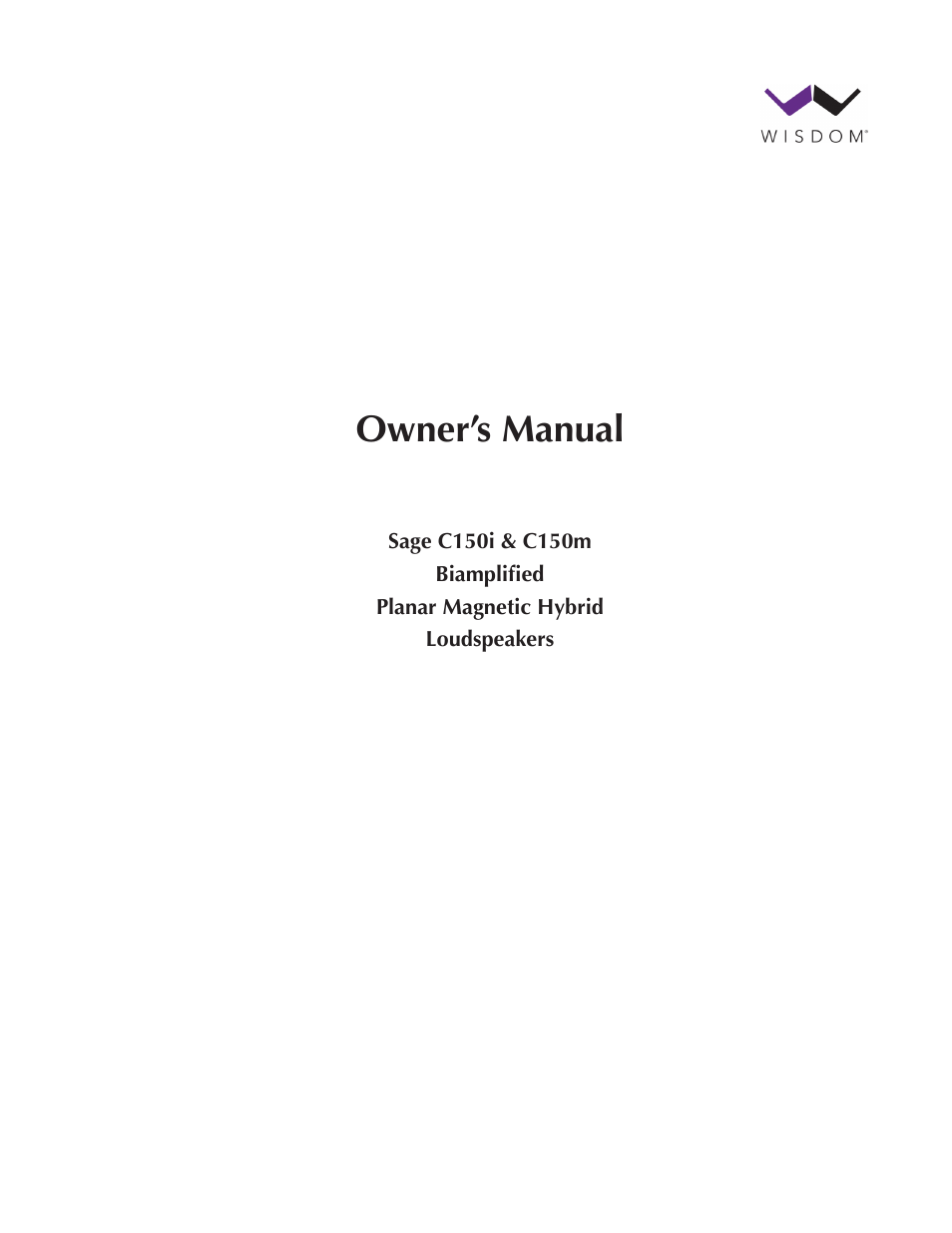 Wisdom Audio Sage Series C150 User Manual | 28 pages