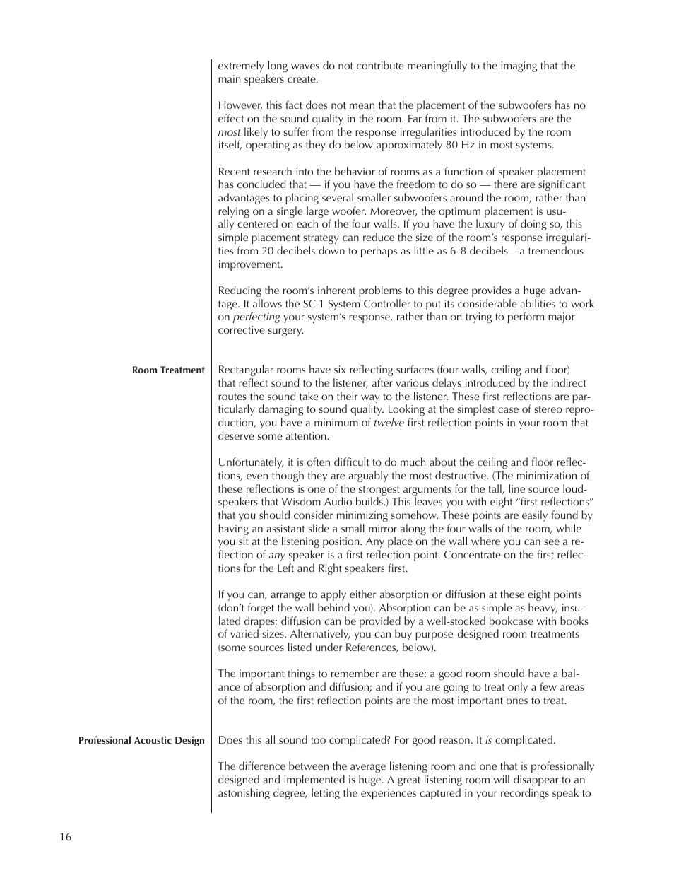 Wisdom Audio Sage Series C150 User Manual | Page 16 / 28