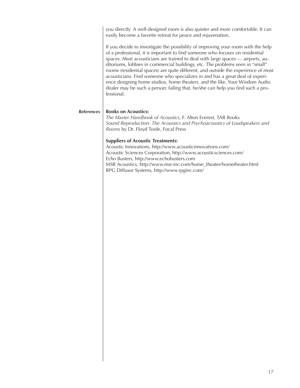 Wisdom Audio Sage Series C150 User Manual | Page 17 / 28