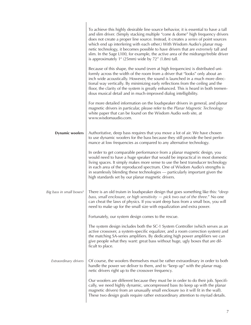 Wisdom Audio Sage Series L100 User Manual | Page 7 / 28