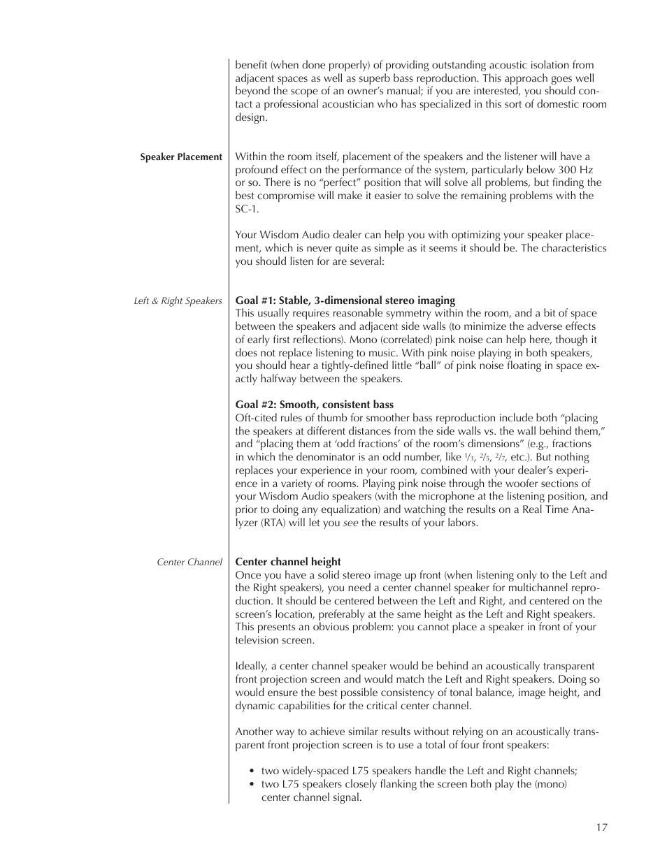 Wisdom Audio Sage Series L75 User Manual | Page 17 / 30