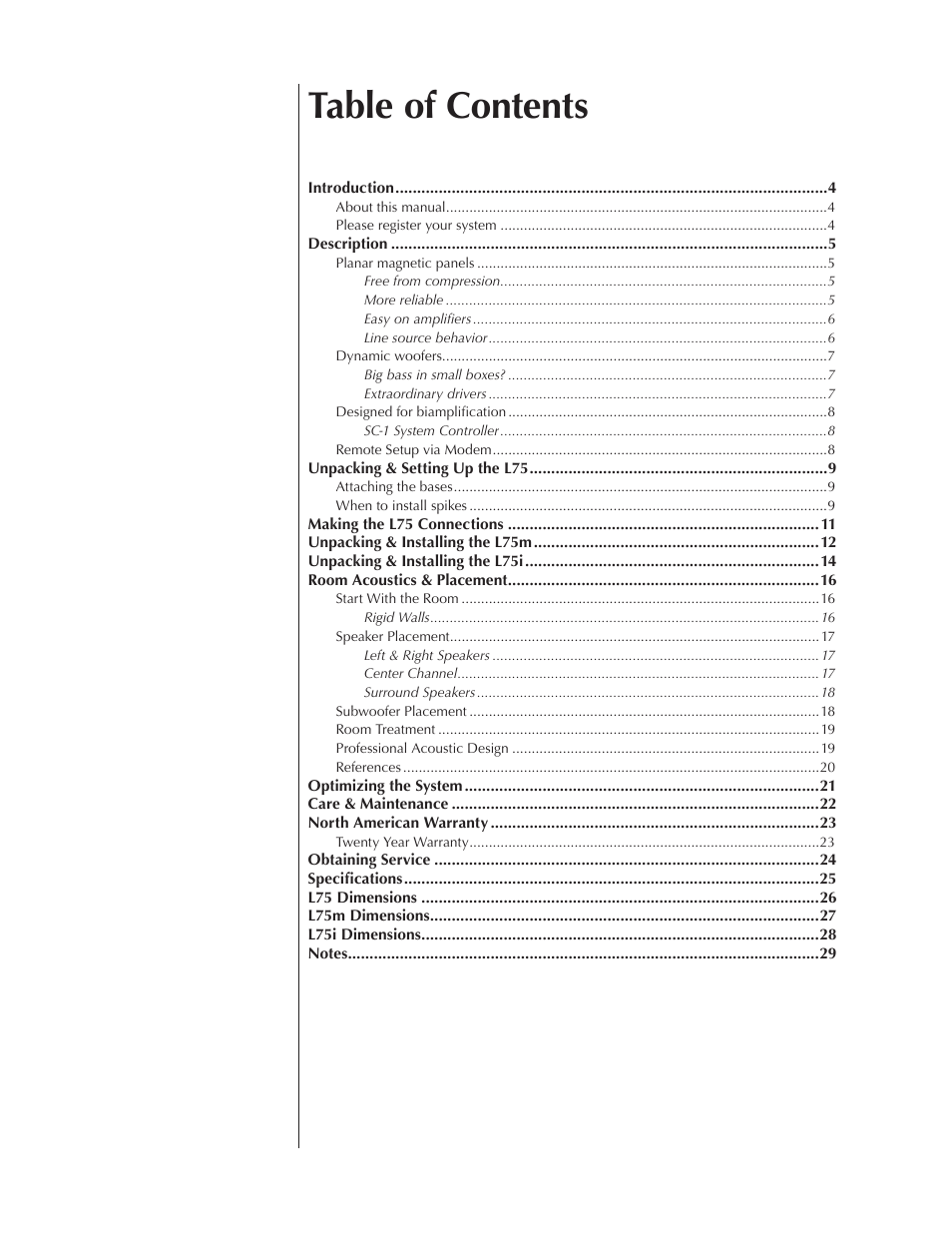 Wisdom Audio Sage Series L75 User Manual | Page 2 / 30