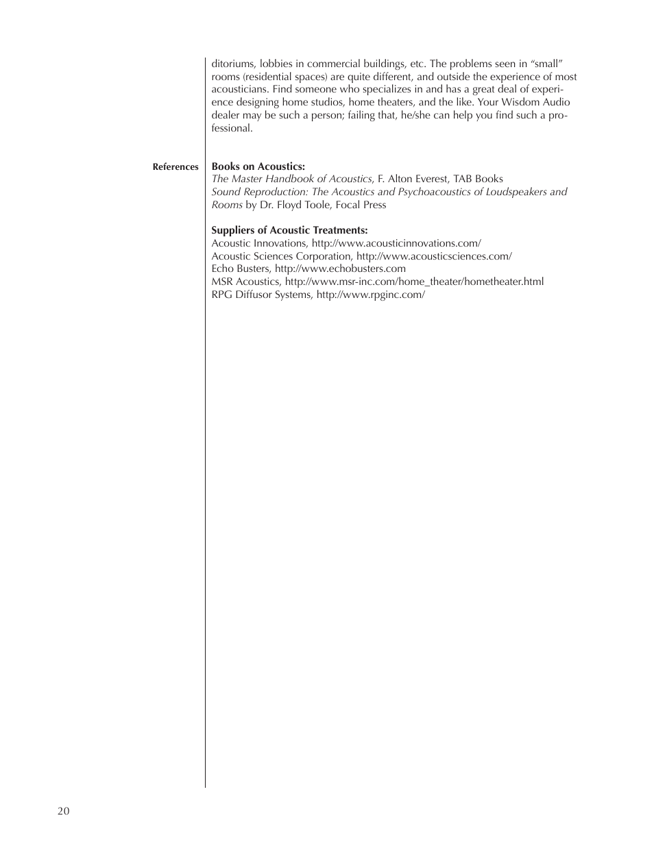 Wisdom Audio Sage Series L75 User Manual | Page 20 / 30
