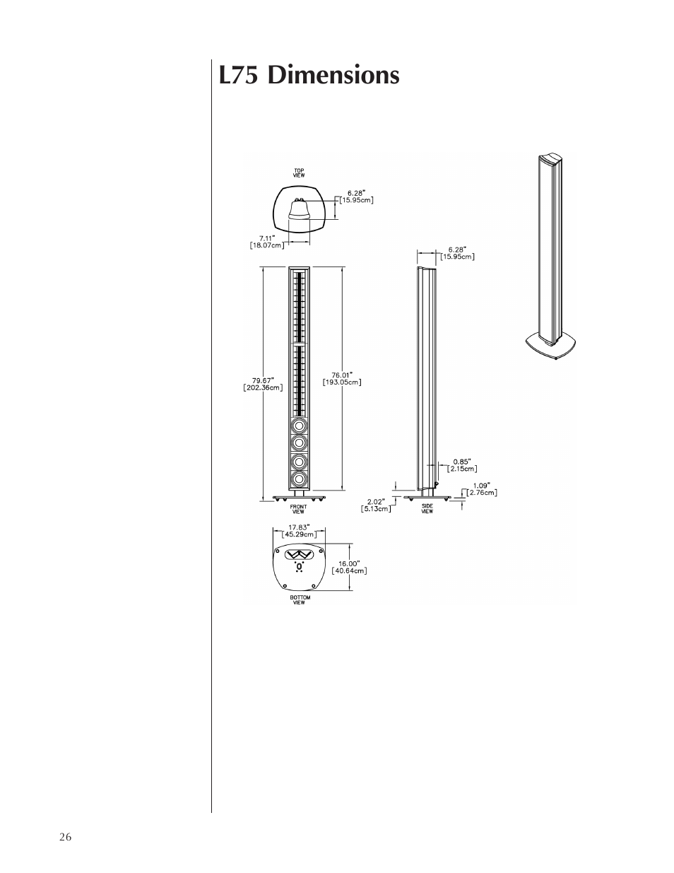 L75 dimensions | Wisdom Audio Sage Series L75 User Manual | Page 26 / 30