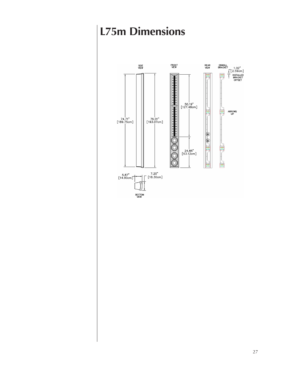 L75m dimensions | Wisdom Audio Sage Series L75 User Manual | Page 27 / 30