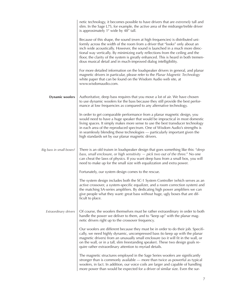 Wisdom Audio Sage Series L75 User Manual | Page 7 / 30