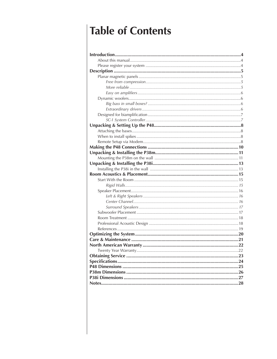 Wisdom Audio Sage Series P38 User Manual | Page 2 / 30