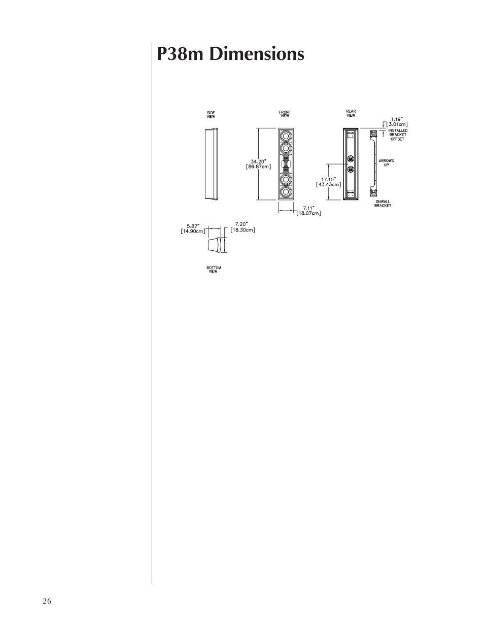 P38m dimensions | Wisdom Audio Sage Series P38 User Manual | Page 26 / 30