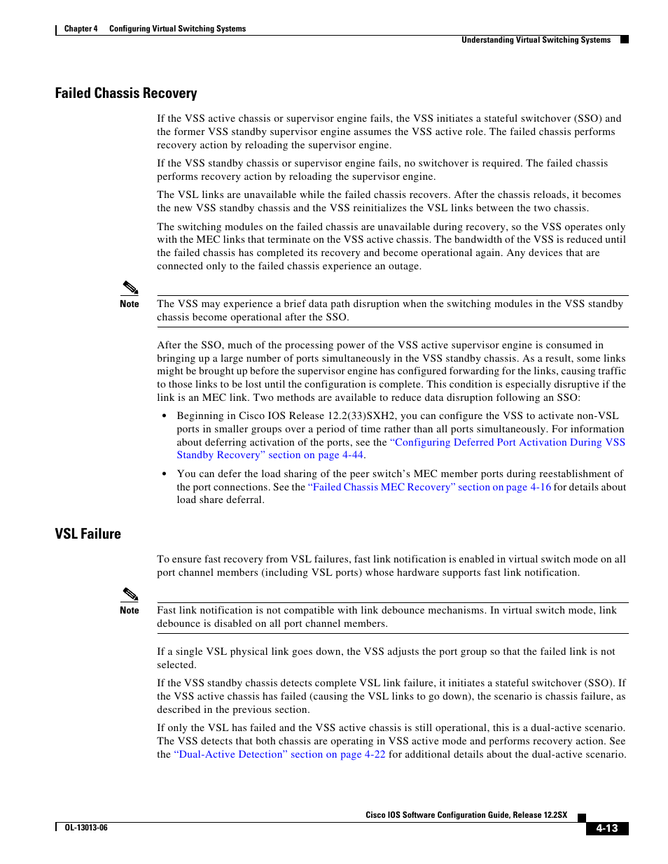 Failed chassis recovery, Vsl failure | Cisco 6500 User Manual | Page 13 / 72