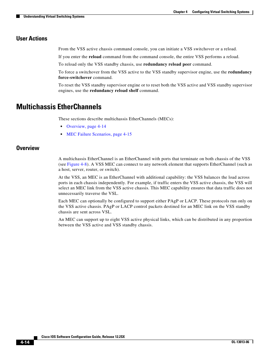 User actions, Multichassis etherchannels, Overview | Cisco 6500 User Manual | Page 14 / 72