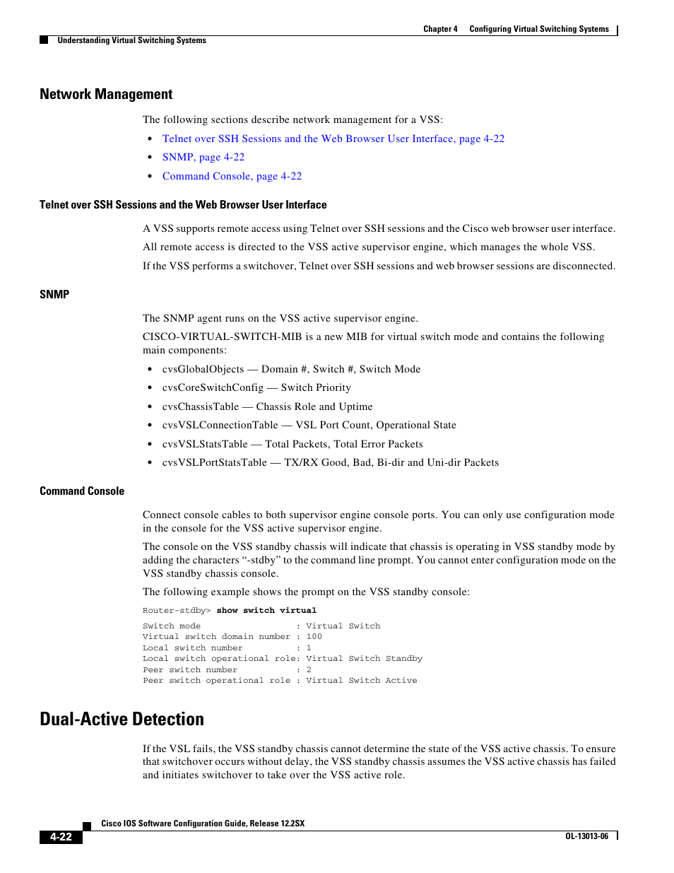 Network management, Dual-active detection | Cisco 6500 User Manual | Page 22 / 72