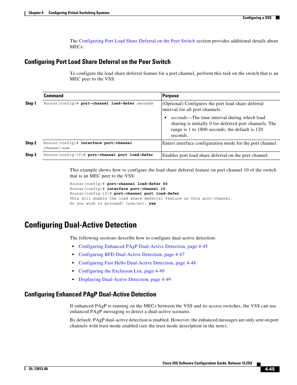 Configuring dual-active detection, Configuring enhanced pagp dual-active detection, For d | Information, see the | Cisco 6500 User Manual | Page 45 / 72