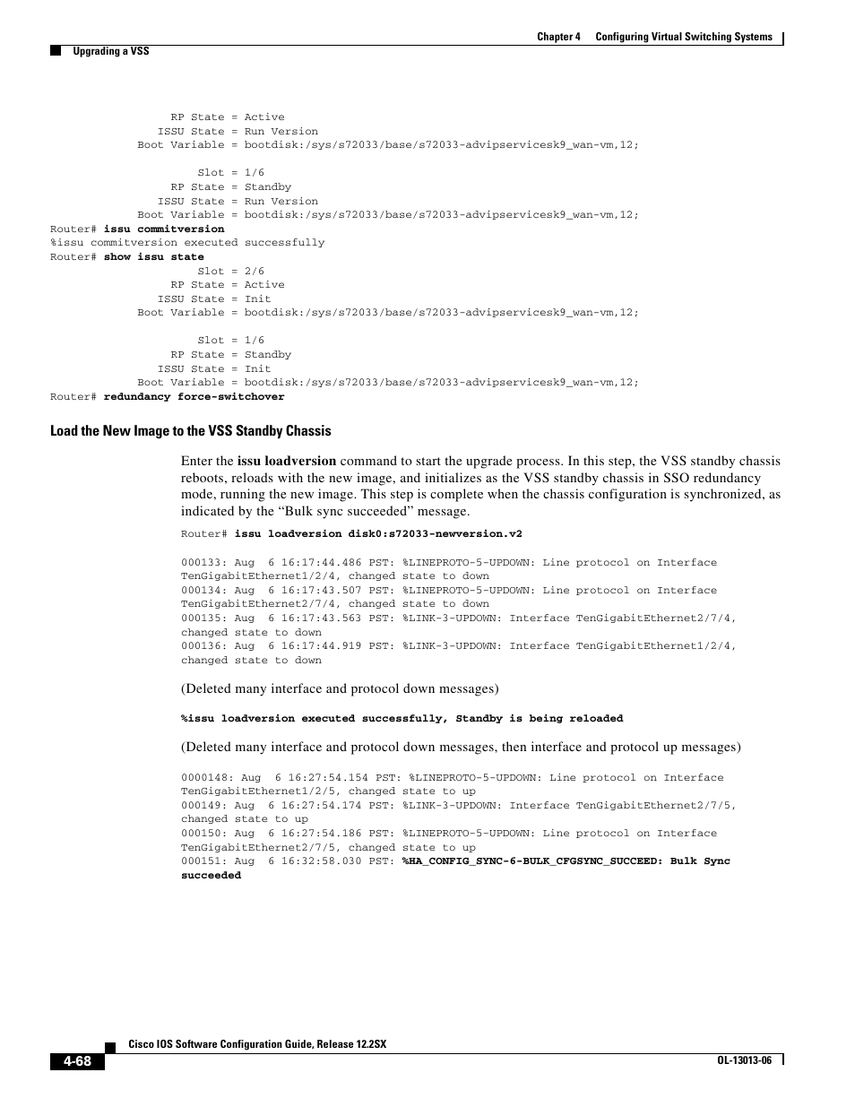 Load the new image to the vss standby chassis | Cisco 6500 User Manual | Page 68 / 72