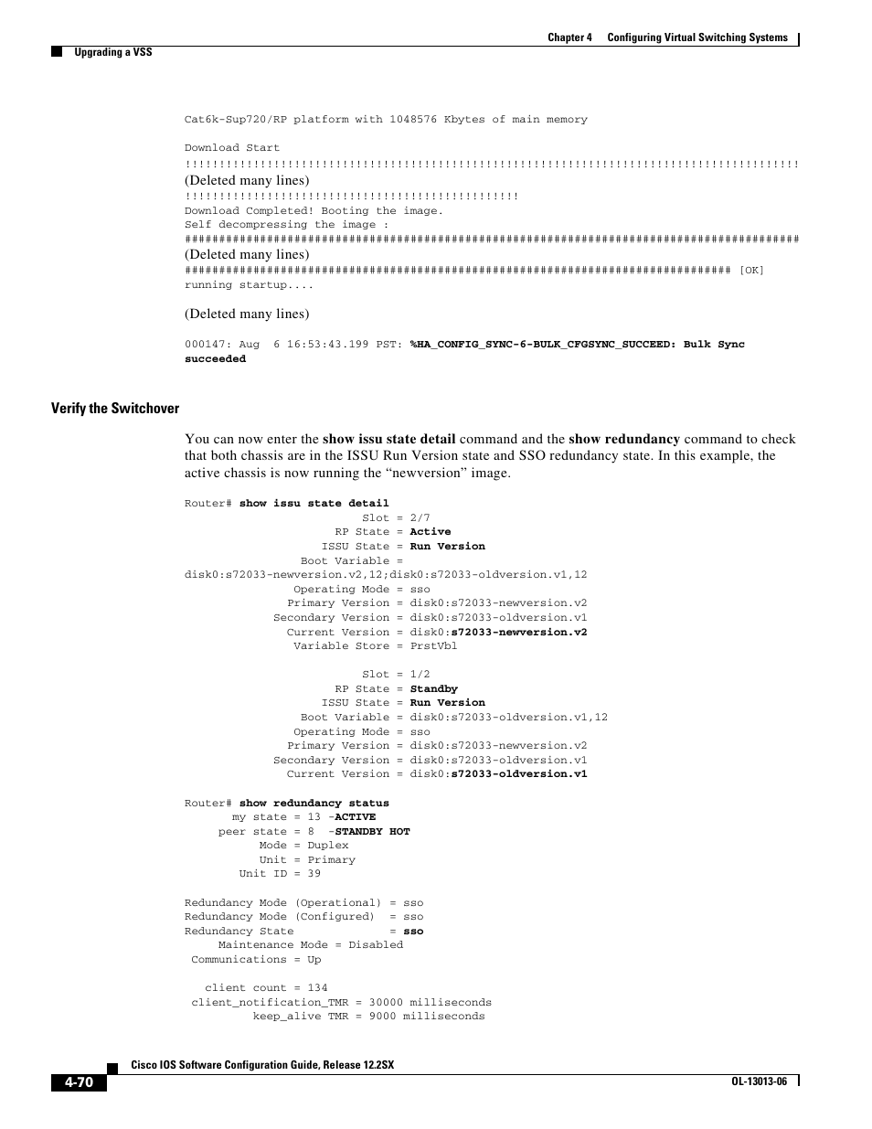 Verify the switchover | Cisco 6500 User Manual | Page 70 / 72