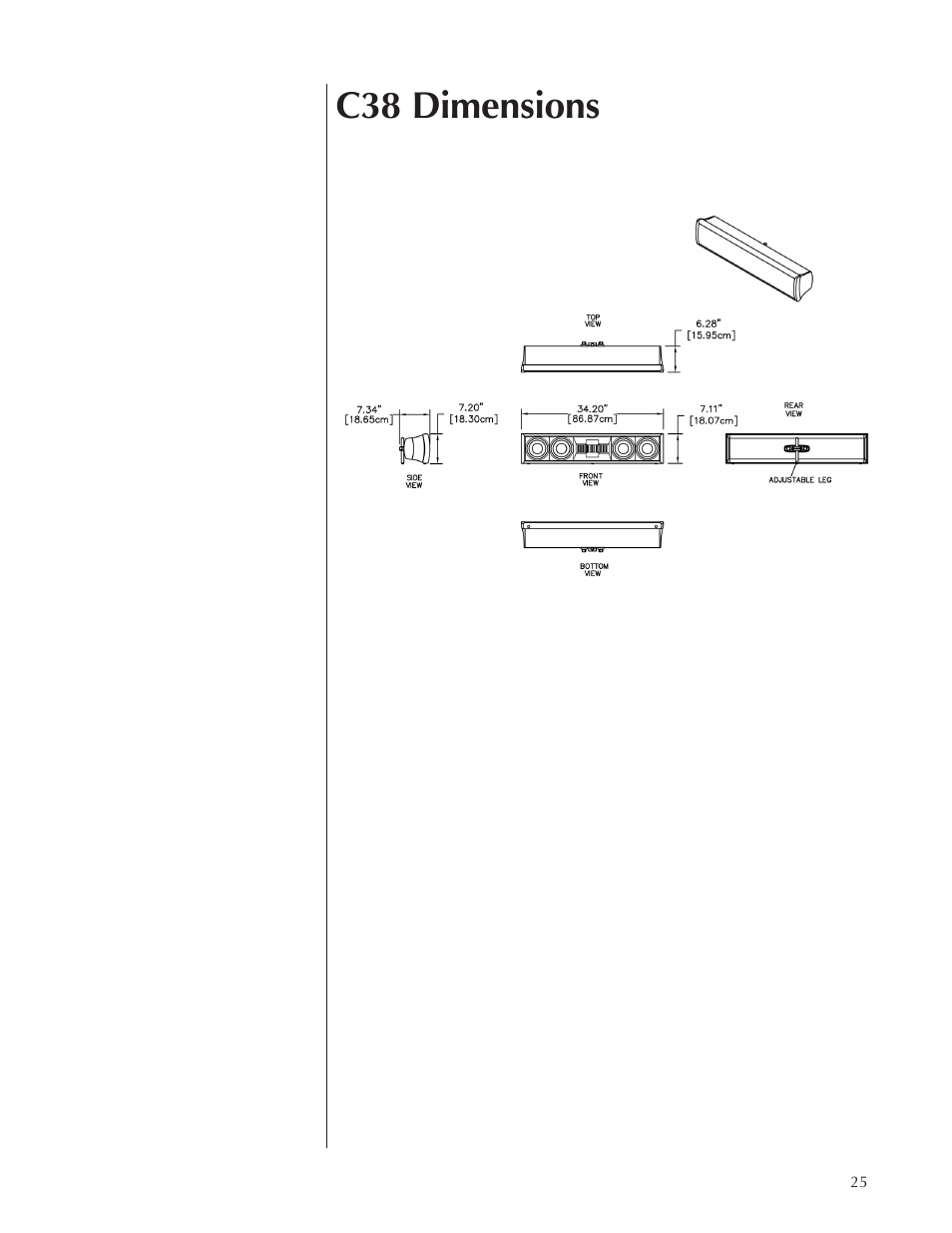 C38 dimensions | Wisdom Audio Sage Series C38 User Manual | Page 25 / 30