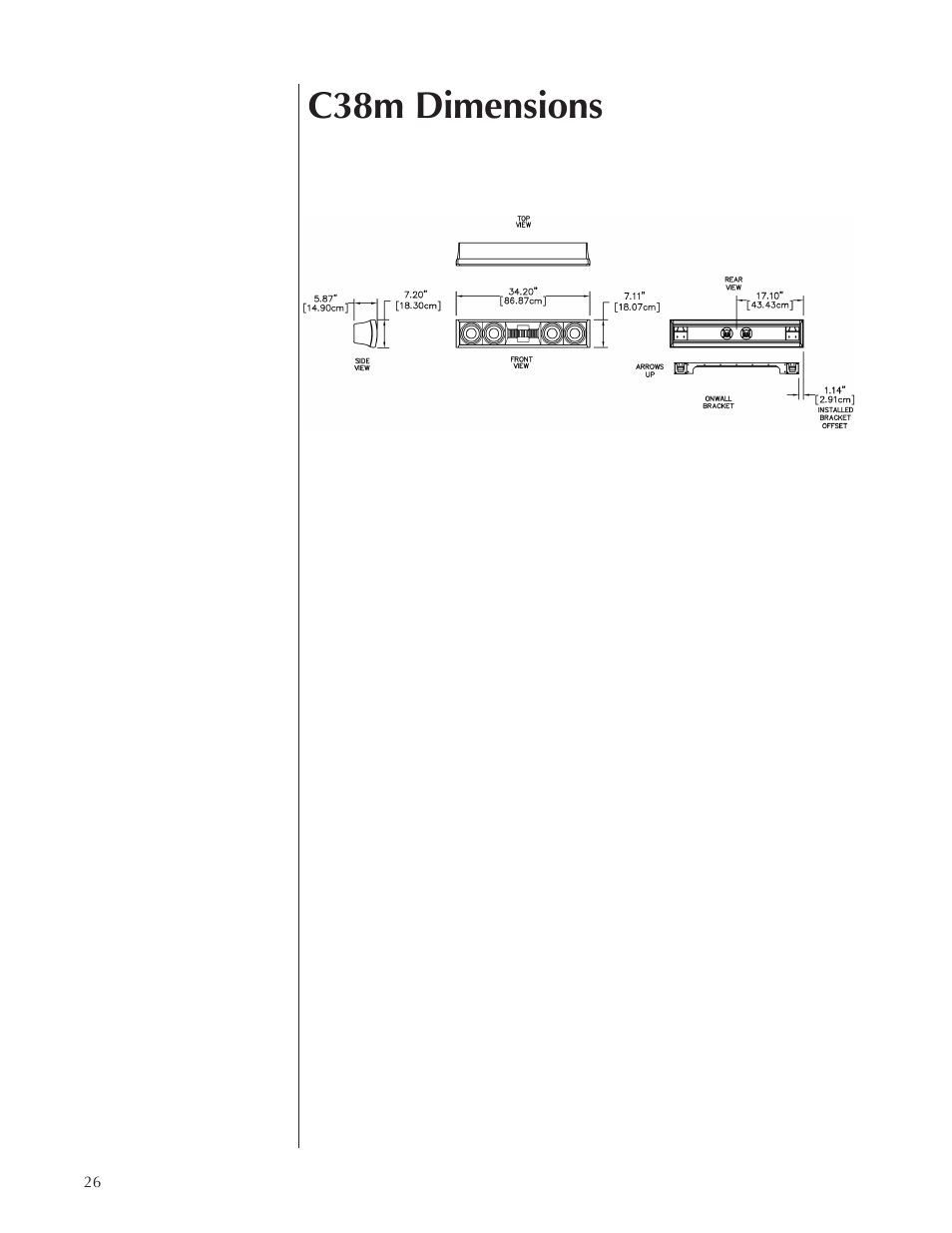 C38m dimensions | Wisdom Audio Sage Series C38 User Manual | Page 26 / 30