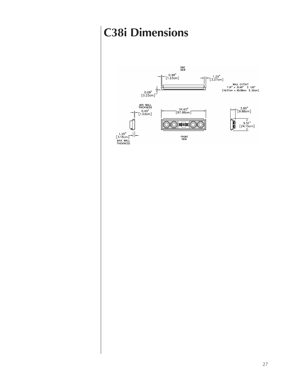 C38i dimensions | Wisdom Audio Sage Series C38 User Manual | Page 27 / 30