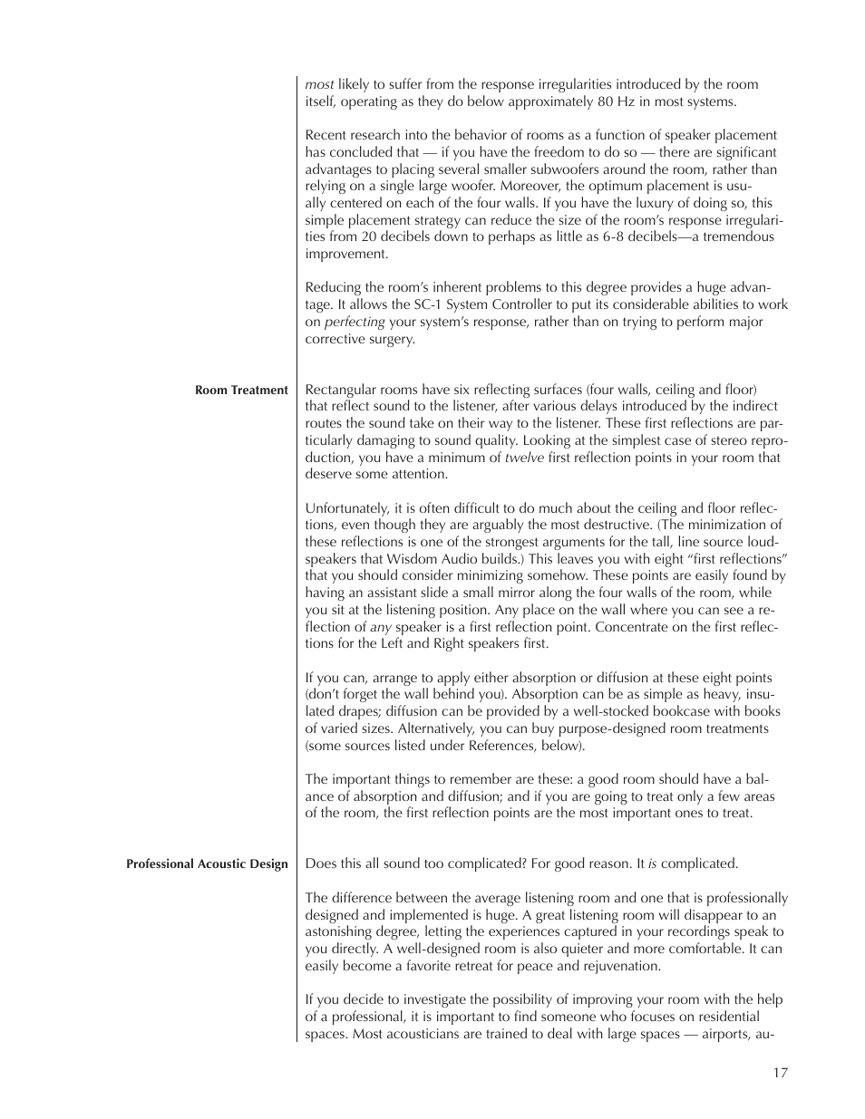 Wisdom Audio Sage Series P20 User Manual | Page 17 / 28
