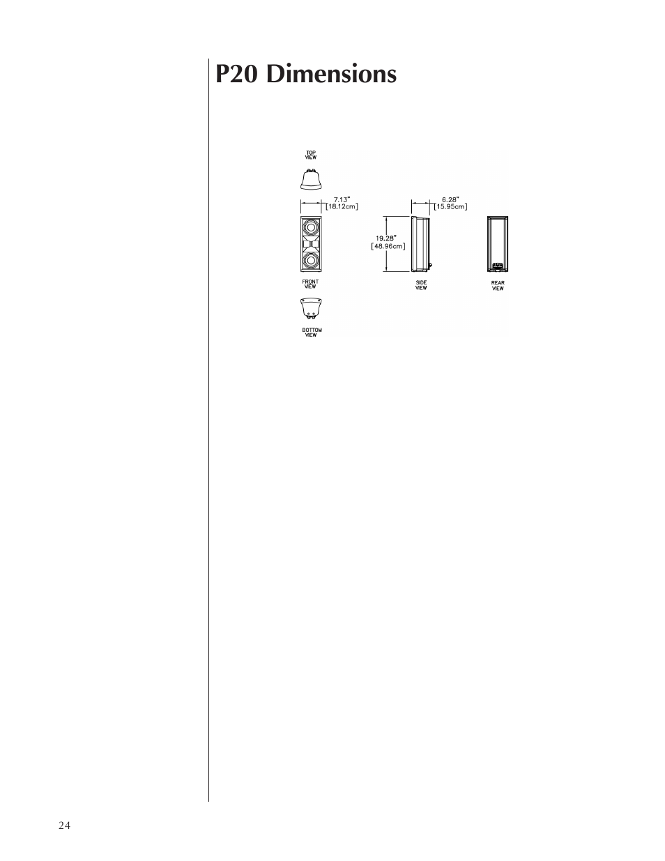 P20 dimensions | Wisdom Audio Sage Series P20 User Manual | Page 24 / 28