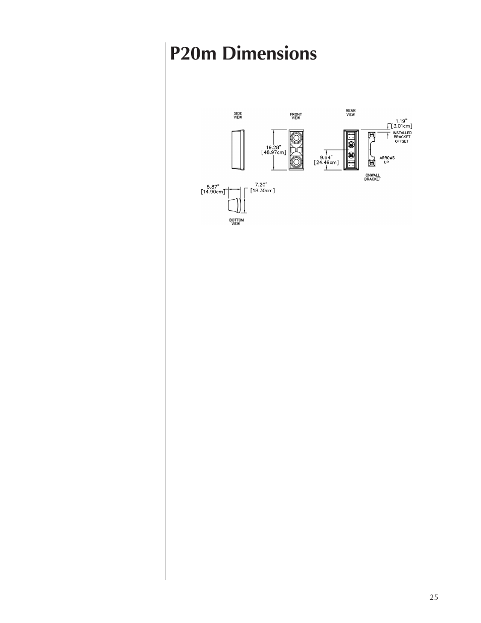 P20m dimensions | Wisdom Audio Sage Series P20 User Manual | Page 25 / 28