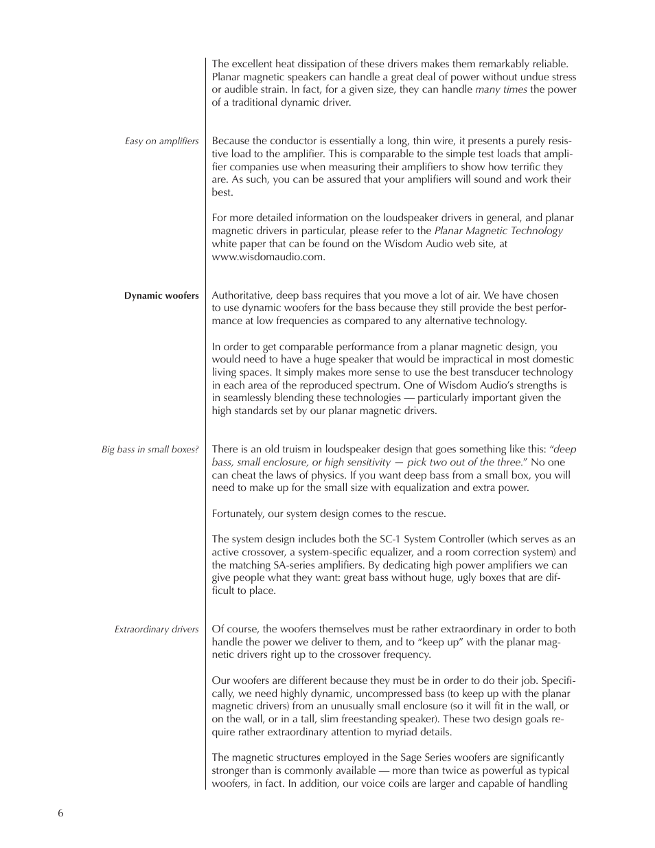 Wisdom Audio Sage Series P20 User Manual | Page 6 / 28