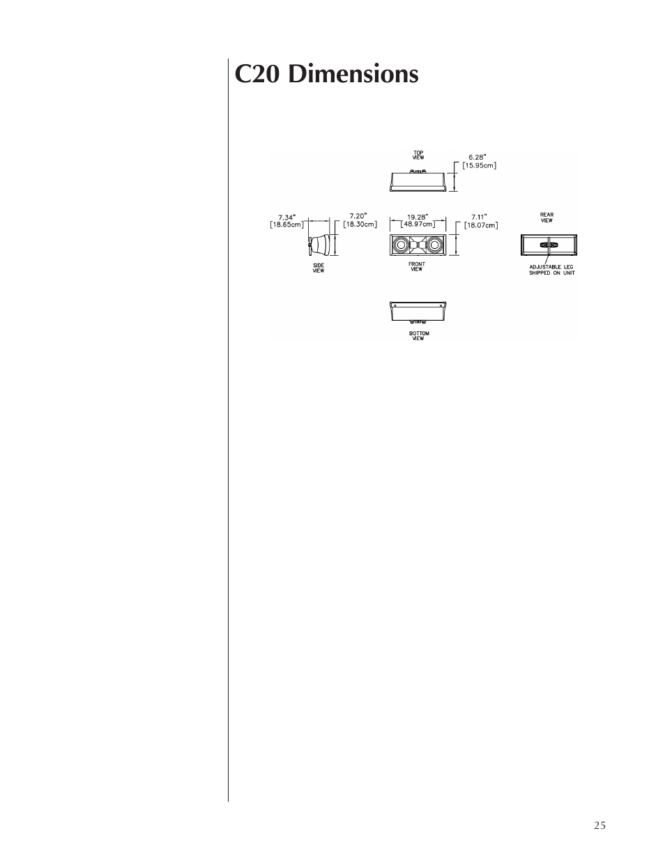 C20 dimensions | Wisdom Audio Sage Series C20 User Manual | Page 25 / 30