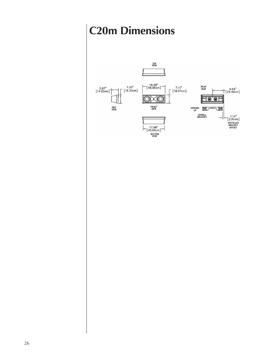 C20m dimensions | Wisdom Audio Sage Series C20 User Manual | Page 26 / 30